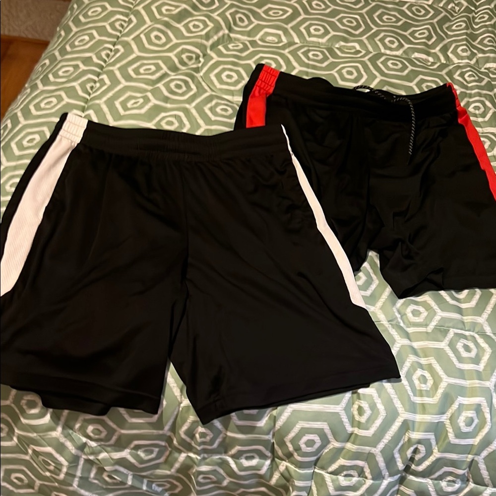 Tek Gear Black Athletic Shorts Moisture-Wicking Elastic Waist 2 pair size L